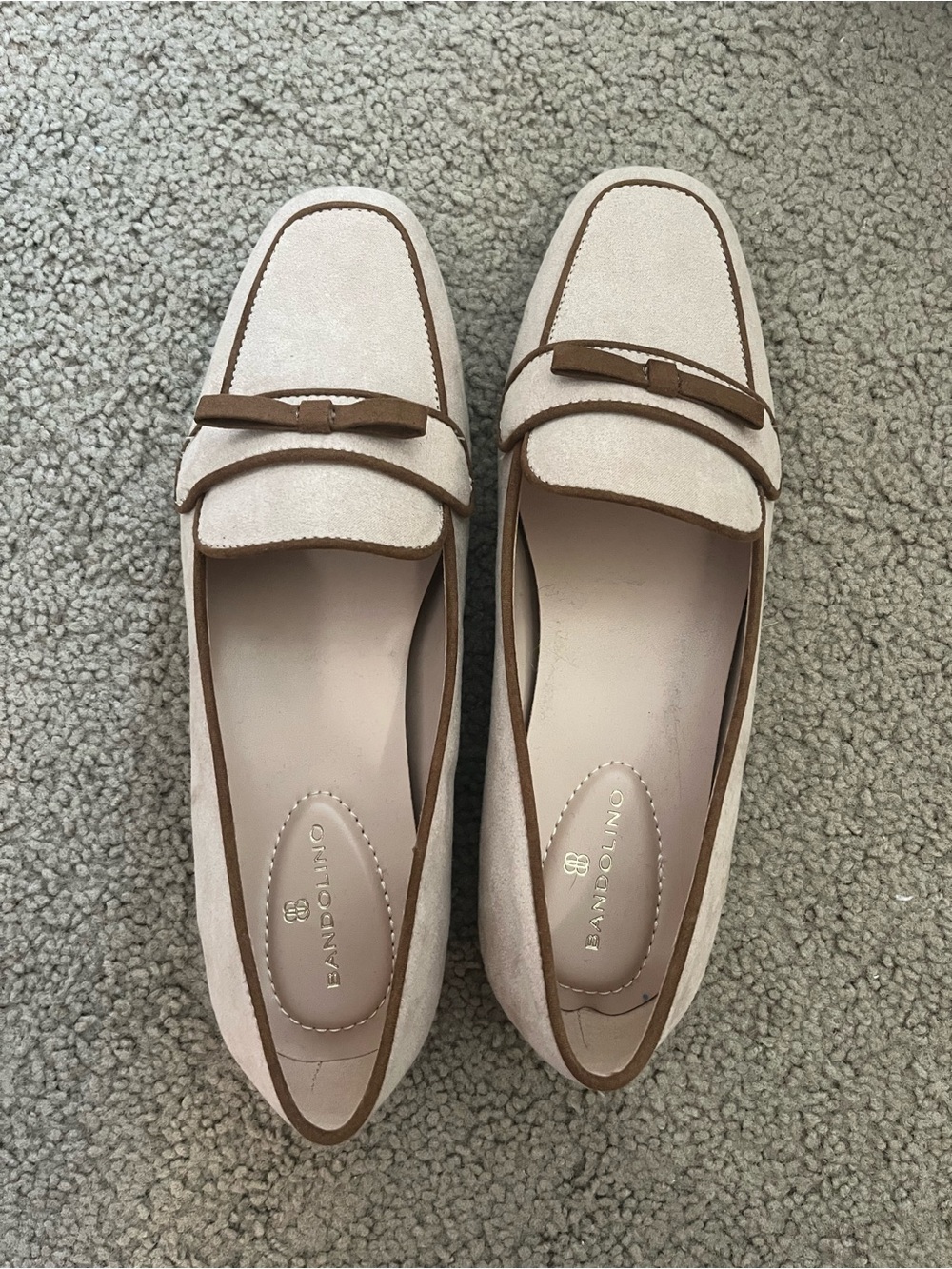 Bandolino Pale Pink Loafers with Brown Trim